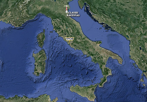 Kaart Ravenna klein